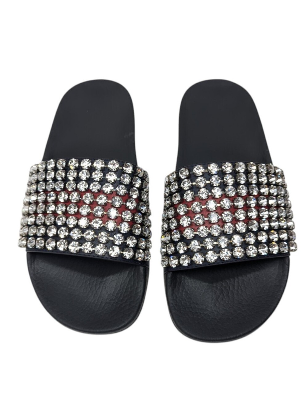 Gucci Apollo Crystal Embellished Rubber Slides Size EU 39